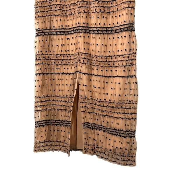 Self-Portrait Shirred Polka Dot Mesh Tulle Cocktail Bodycon Midi Dress size 2 - Picture 10 of 16